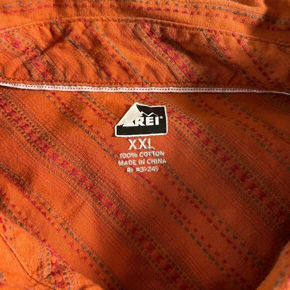 REI Orange Short Sleeve Striped Metal Snap buttons SZ XXL - Picture 8 of 8